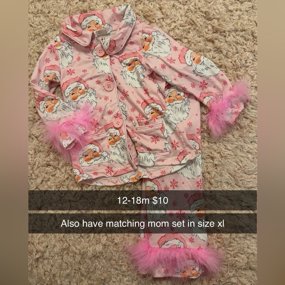 Santa Print Pink Kids Pajamas